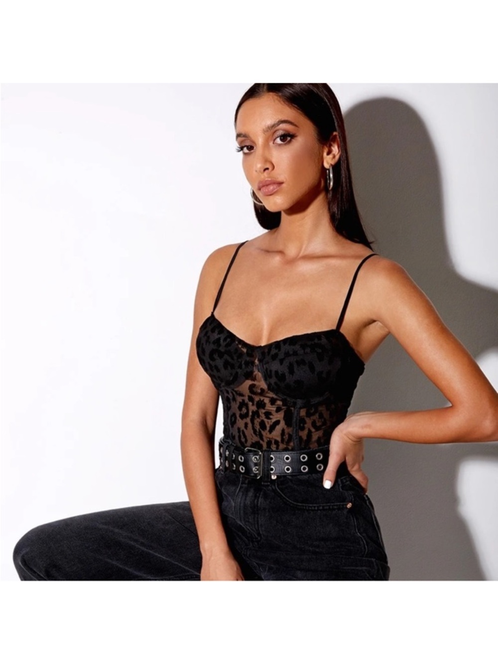 Motel Rocks Leopard Print Mesh Bodysuit Bodice